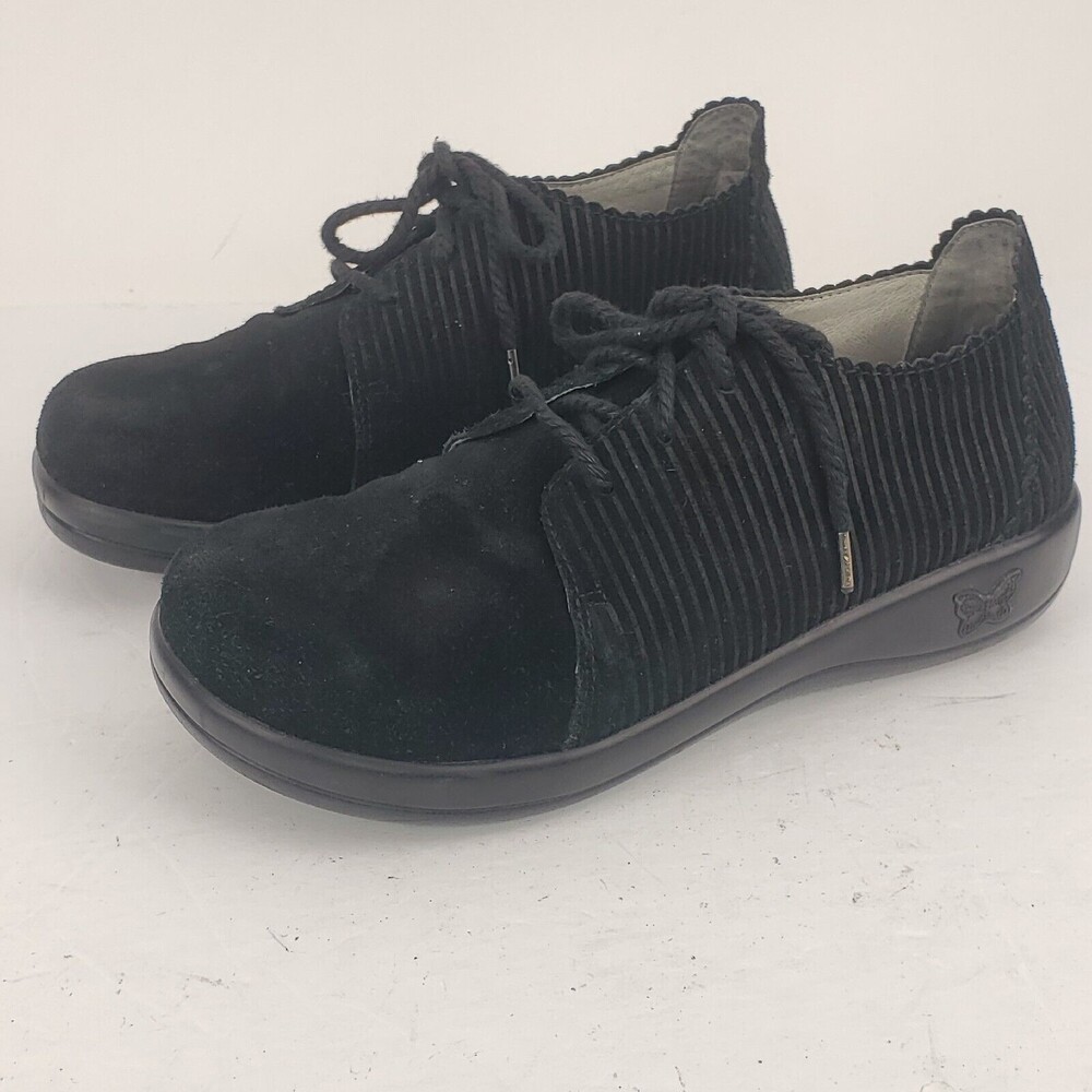 Alegria Pyper Capt Corduroy Black Lace-Up Oxford Shoes US 8. EU 38